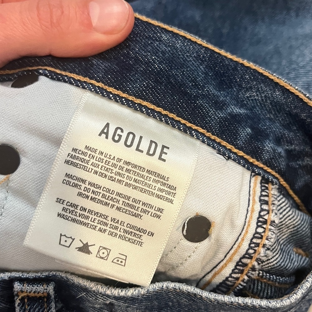 Agolde pinch waist Jeans medium wash cropped zip fly - Picture 4 of 10